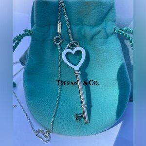 TIFFANY Key Pendant and Chain Necklace - Authentic 925 Sterling Silver